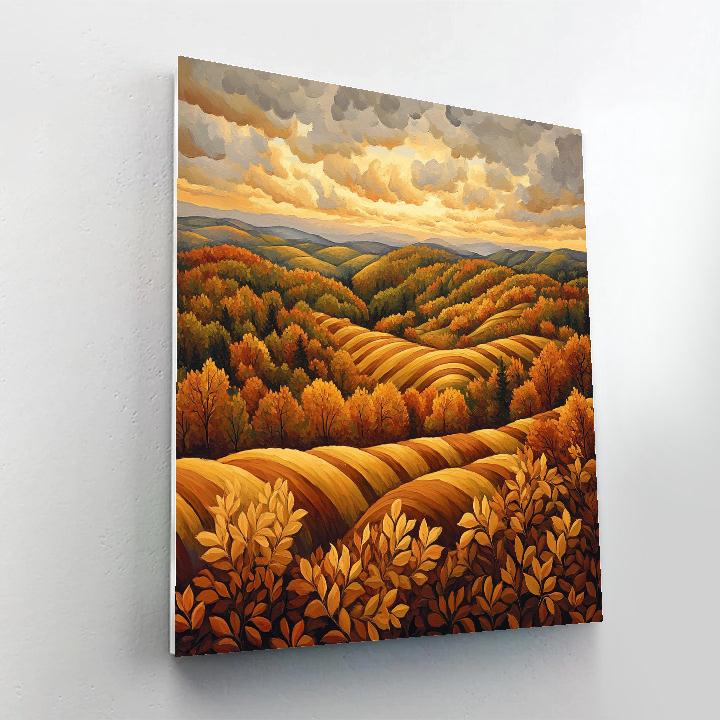 Frederick Varley Inspired Golden Sunset Over Rolling Hill Foliage DIY paint by numbers