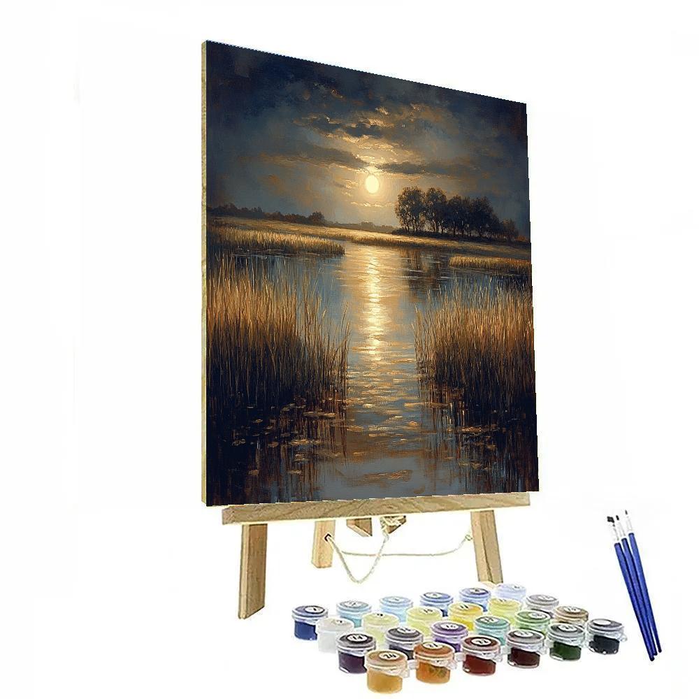 Rembrandt Inspired Moonlit Dutch Marshland paint by numbers
