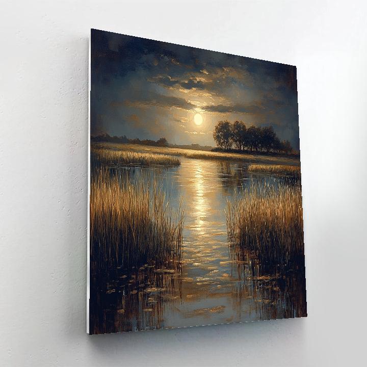 Rembrandt Inspired Moonlit Dutch Marshland paint by numbers