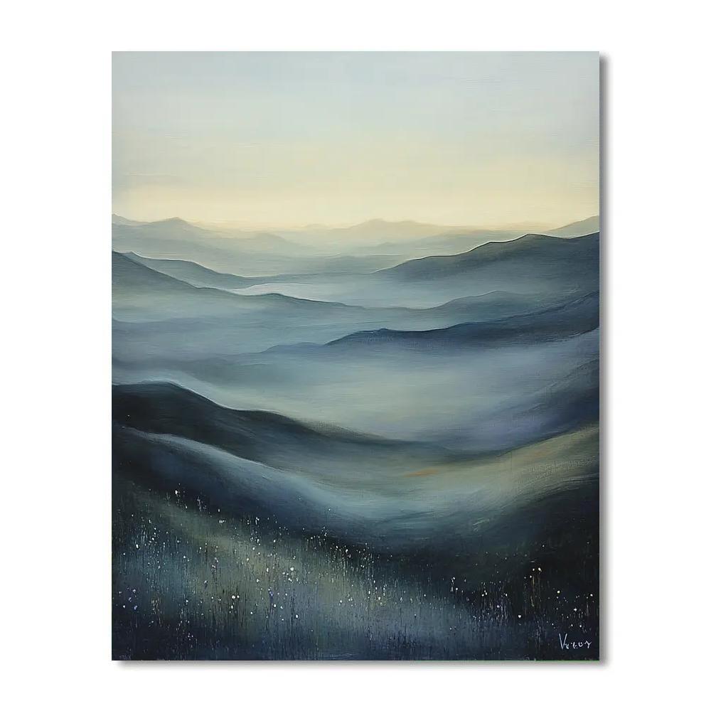 Frederick Varley Inspired Mist Veiled Dawn Across Rugged Canadian Foothills paint by number