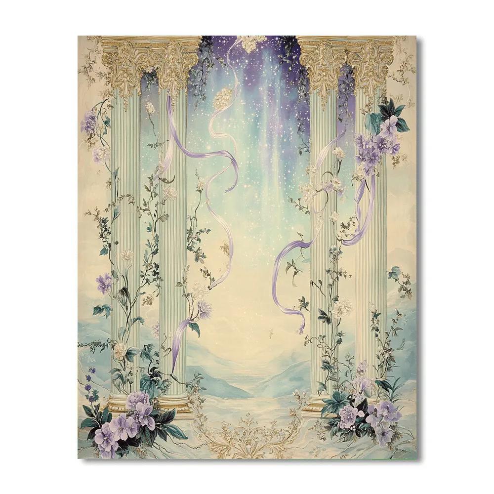 Alphonse Mucha Inspired Aurora Floral Tapestry DIY paint by numbers