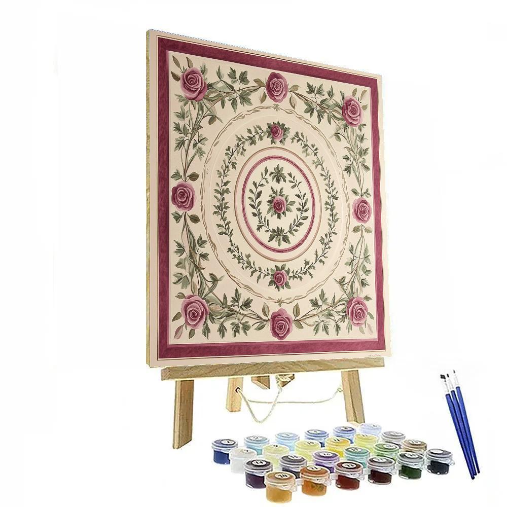 Alphonse Mucha Inspired Timeworn Garden Emblem Paint by numbers art