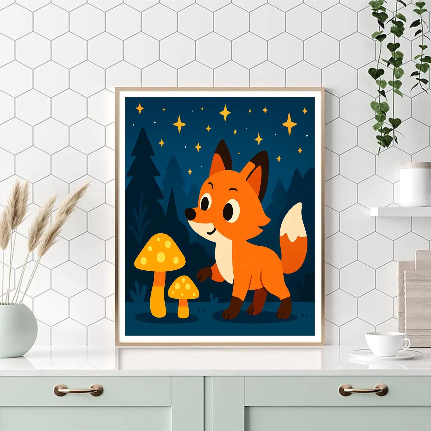 Starlight Fox Adventure Paint by numbers art