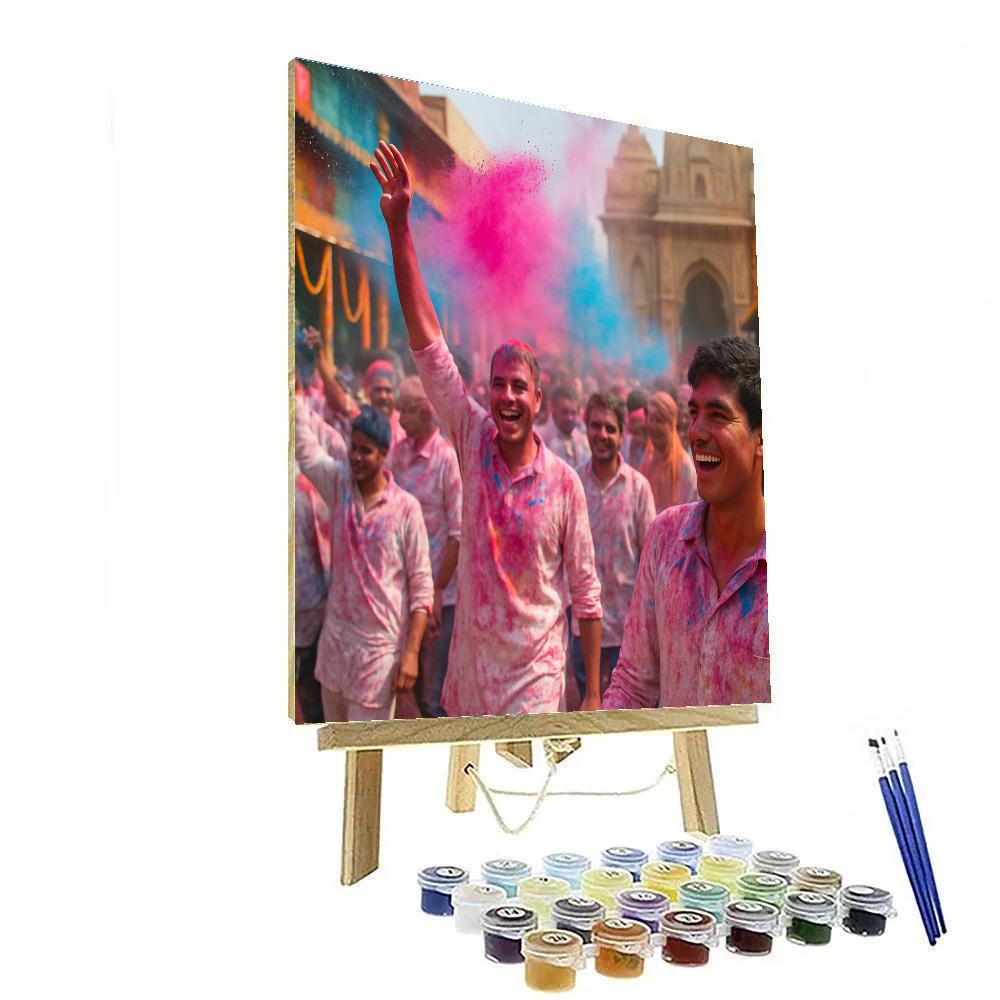 Holi Festival Mathura Street Paint by numbers art