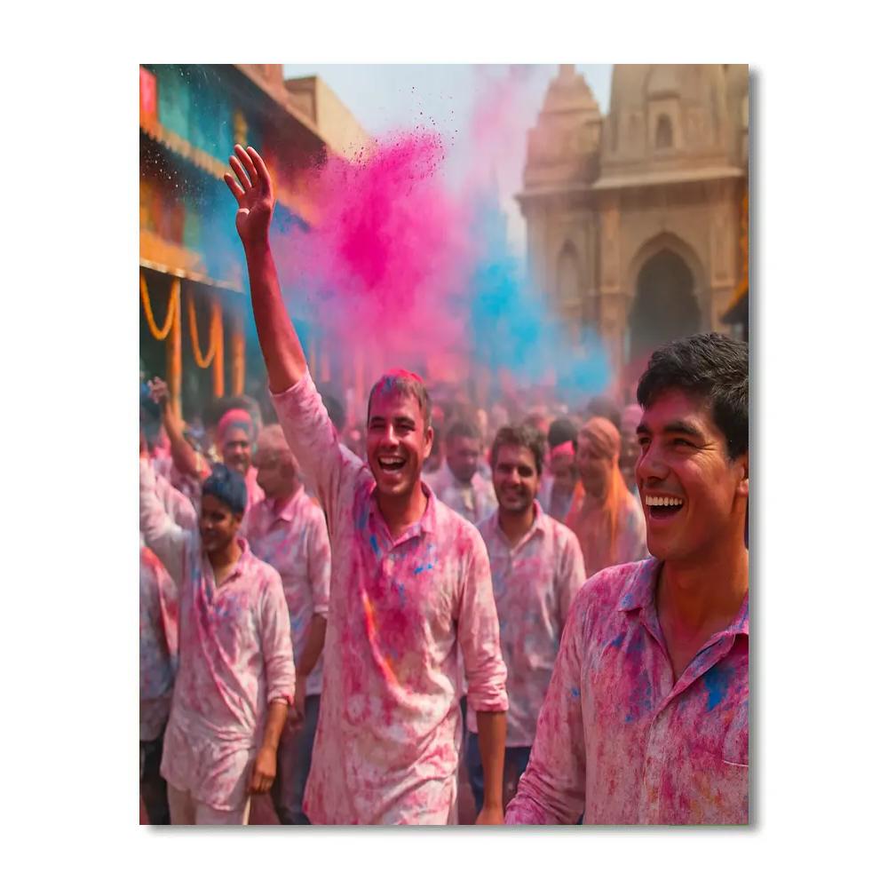 Holi Festival Mathura Street Paint by numbers art