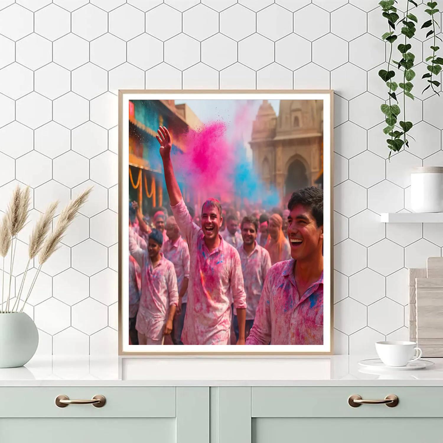 Holi Festival Mathura Street Paint by numbers art