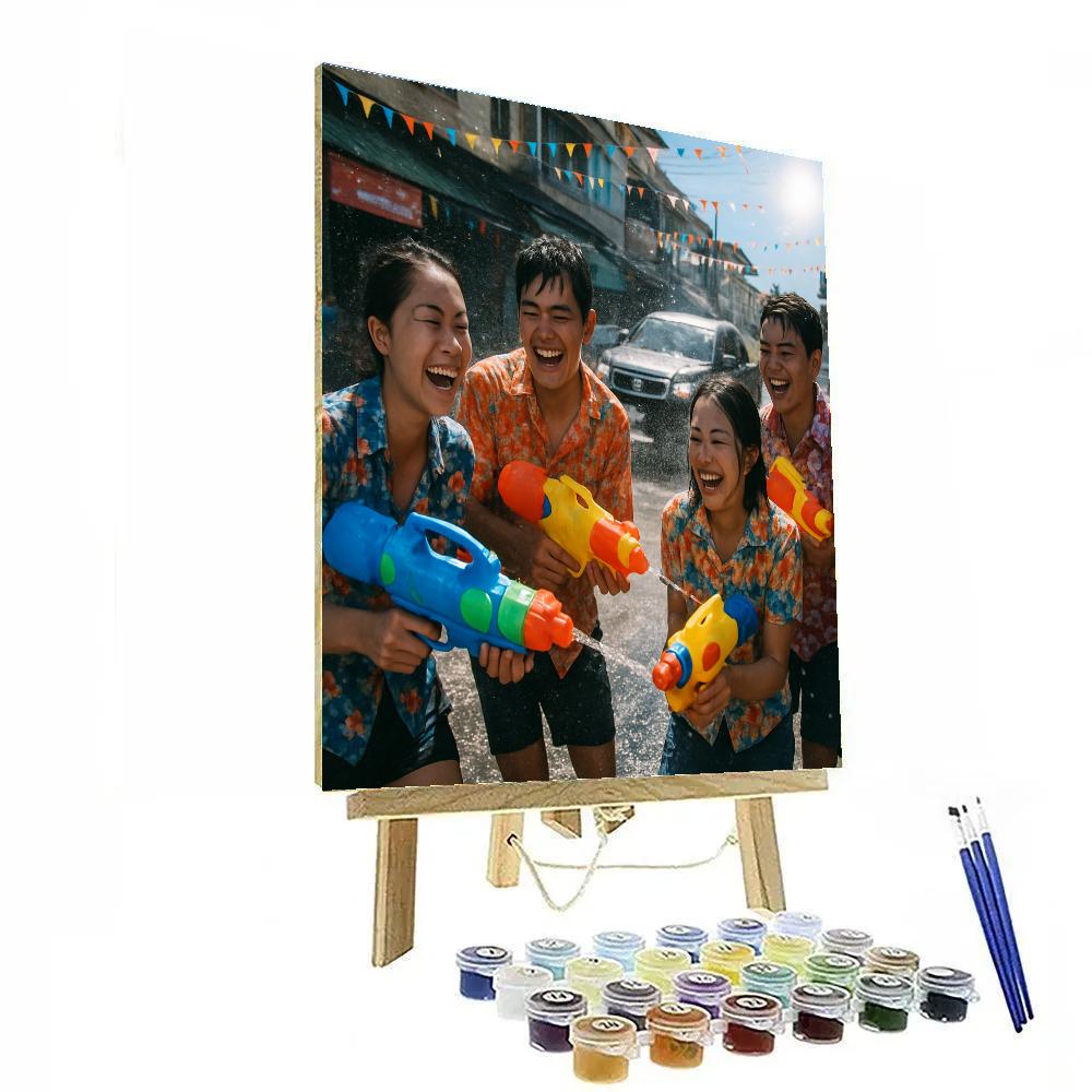 Songkran Water Festival Street paint by color