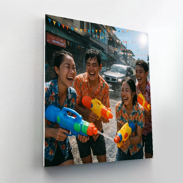 Songkran Water Festival Street paint by color
