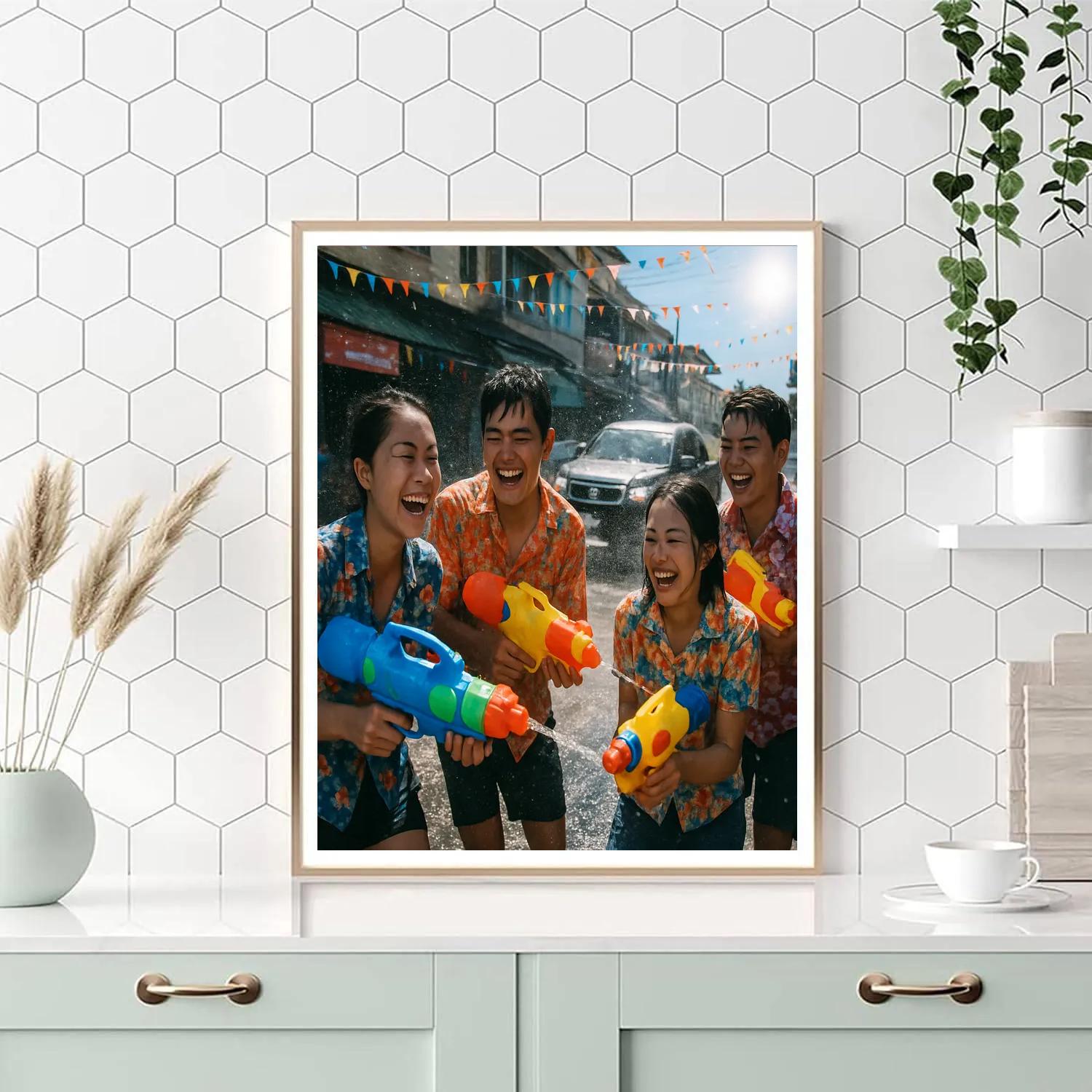Songkran Water Festival Street paint by color