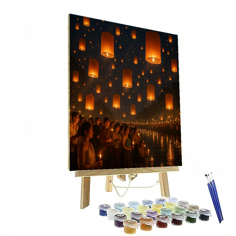Yi Peng Lantern Release Riverside paint by number
