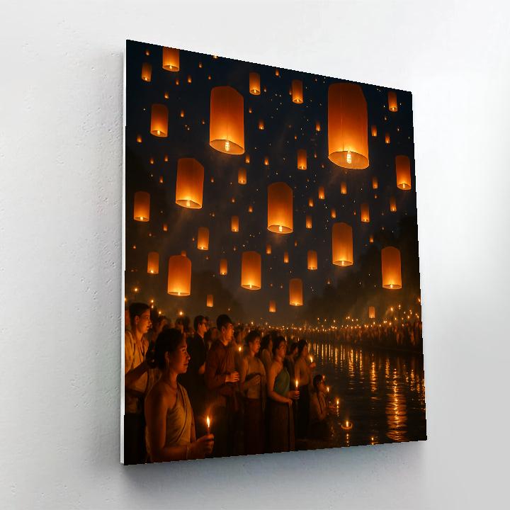 Yi Peng Lantern Release Riverside paint by number