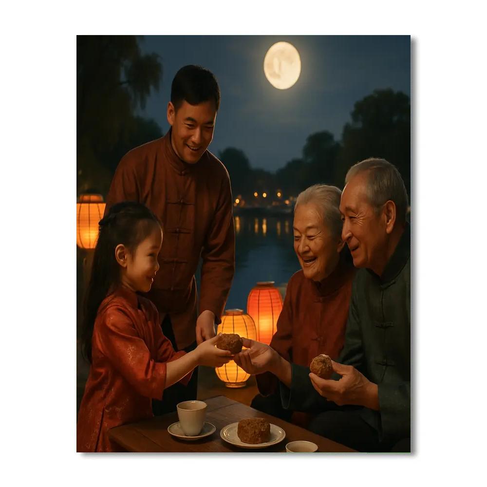 Mid Autumn Moon Festival Lanterns And Mooncakes Number painting