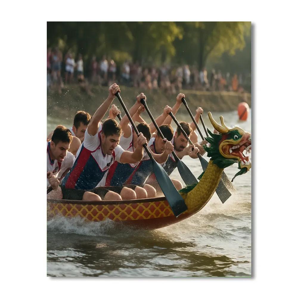 Dragon Boat Race Riverside Competition paint by number