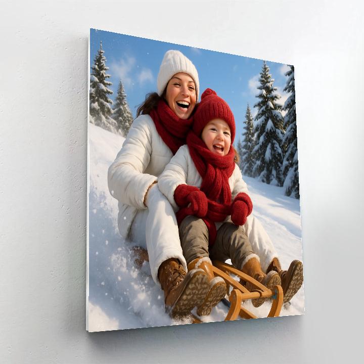 Snowy Sledding Joy Painting by numbers kit