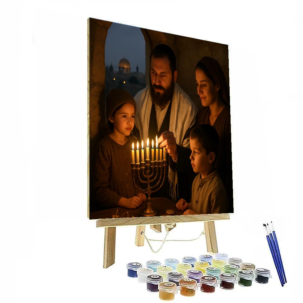 Hanukkah Candle Lighting In Jerusalem Paint by numbers kits