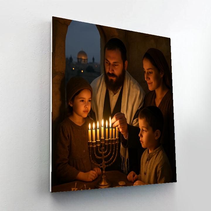 Hanukkah Candle Lighting In Jerusalem Paint by numbers kits
