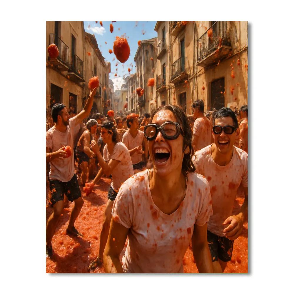 La Tomatina Festival In Buñol painting number kit