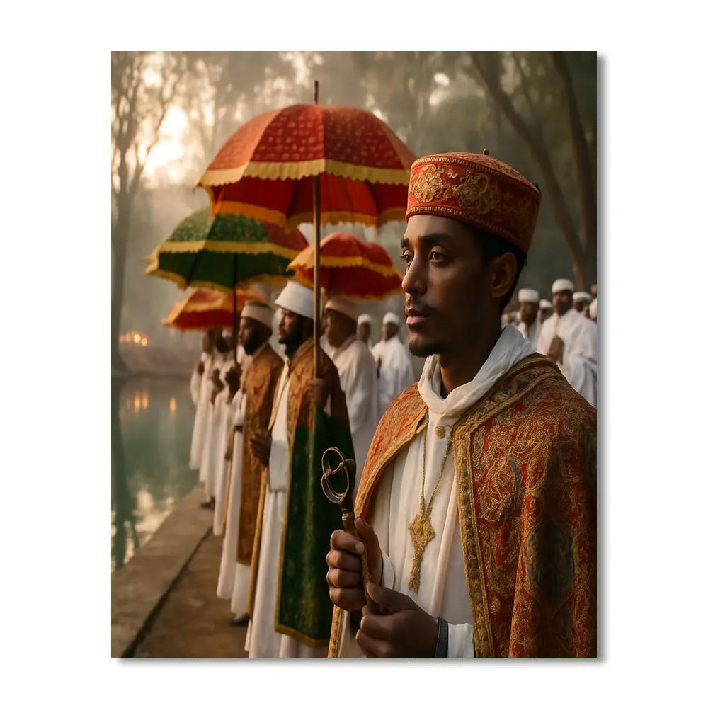 Timkat Dawn Blessing In Gondar paint by number