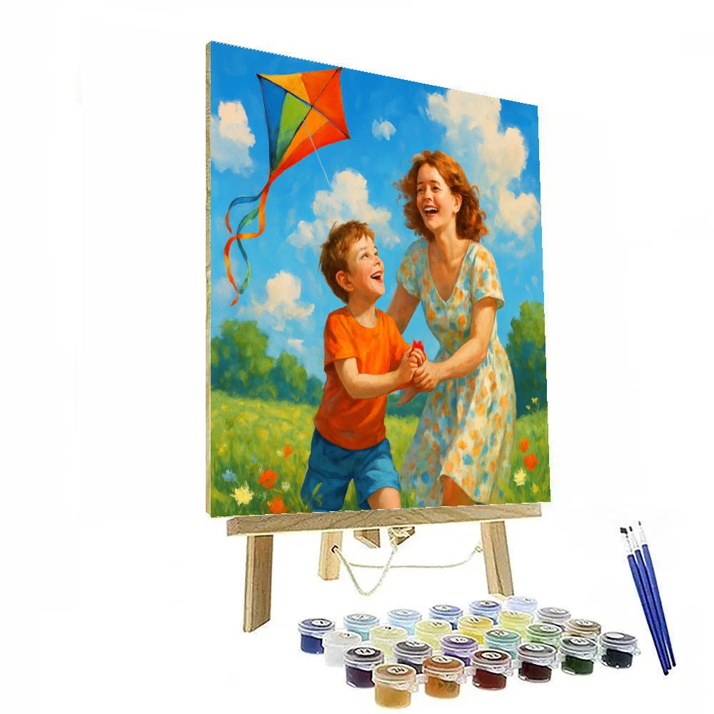 Kite Flying With Mom DIY paint by numbers