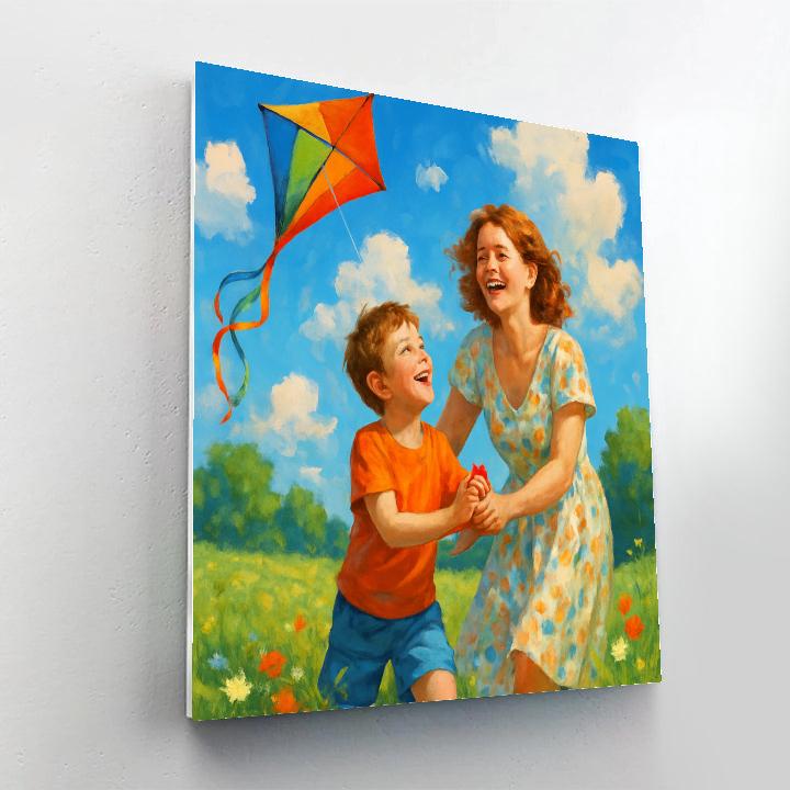 Kite Flying With Mom DIY paint by numbers