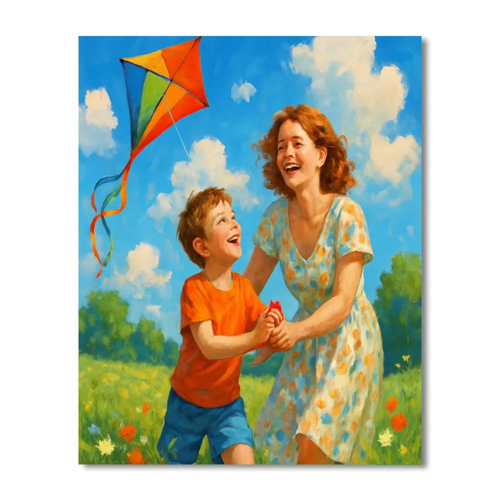 Kite Flying With Mom DIY paint by numbers