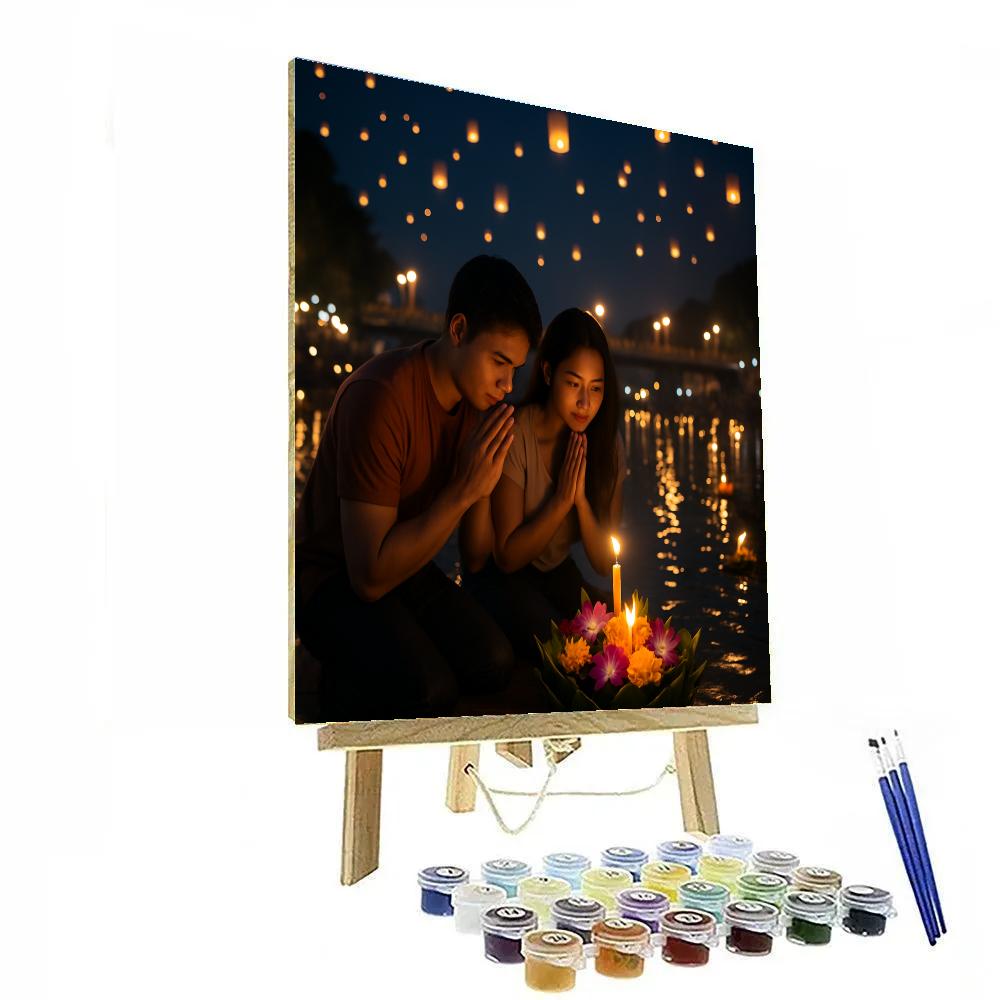 Lanterns Over Ping River Loy Krathong Numbered painting kits