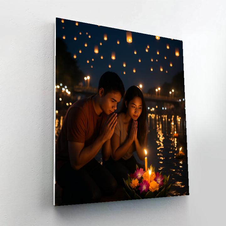 Lanterns Over Ping River Loy Krathong Numbered painting kits
