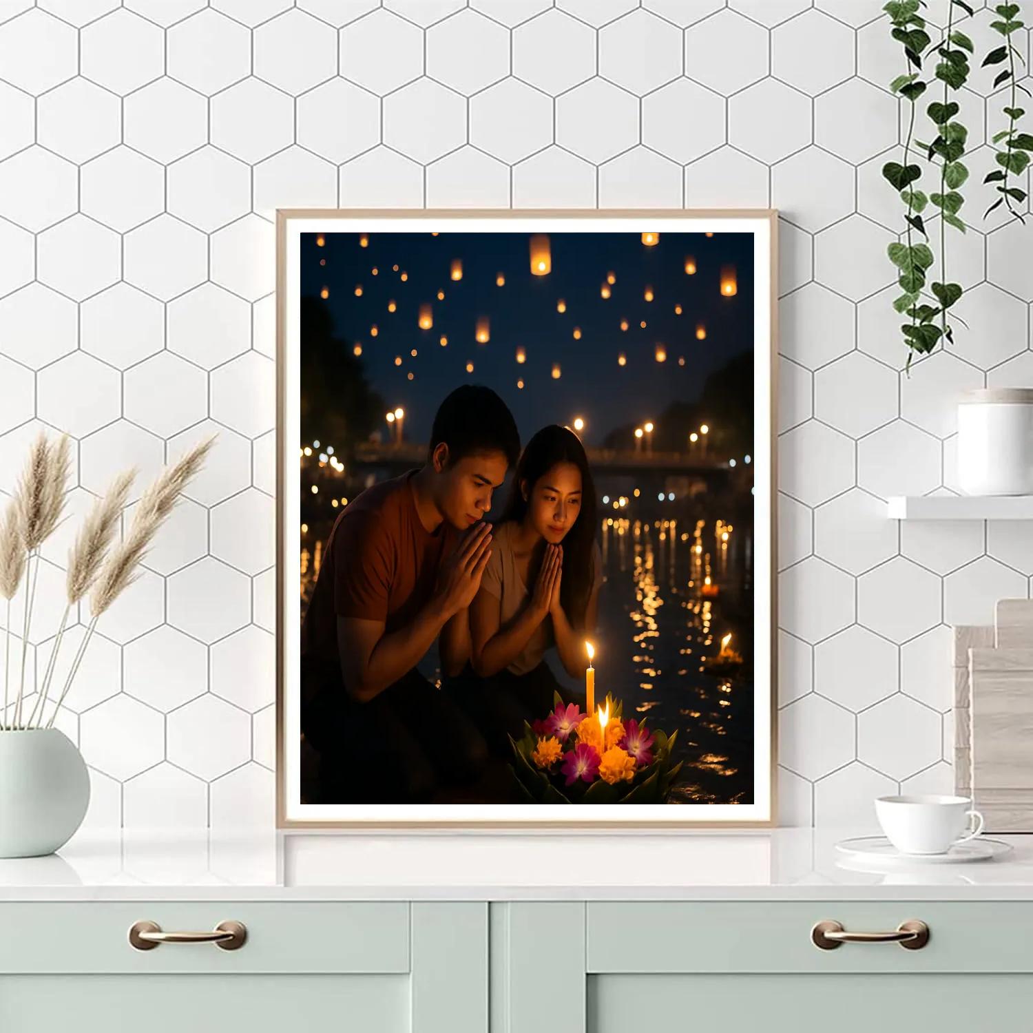 Lanterns Over Ping River Loy Krathong Numbered painting kits