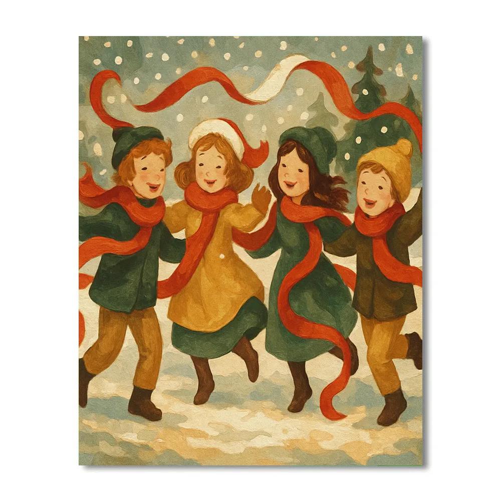 Snowy Ribbon Dance Paint by numbers kits