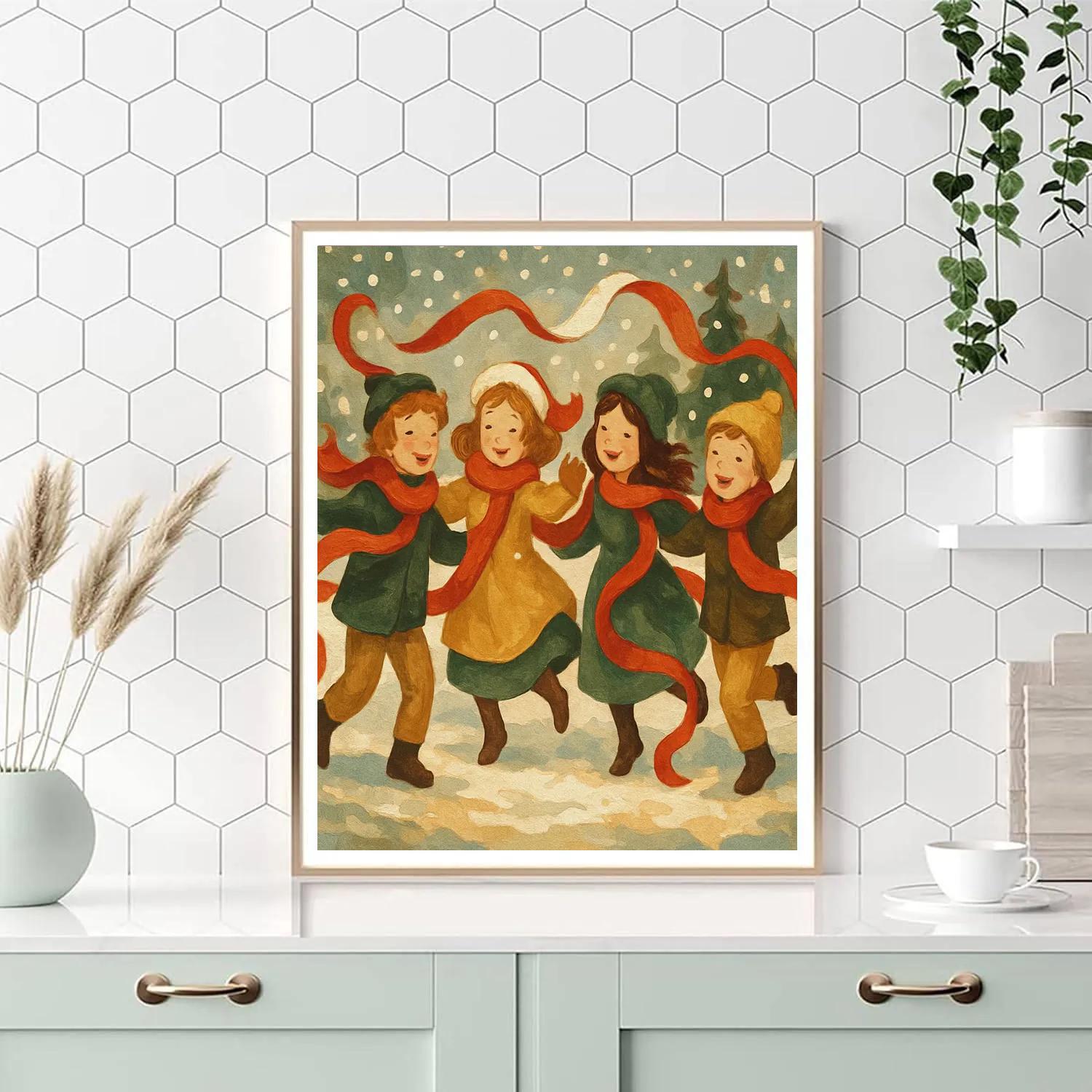 Snowy Ribbon Dance Paint by numbers kits