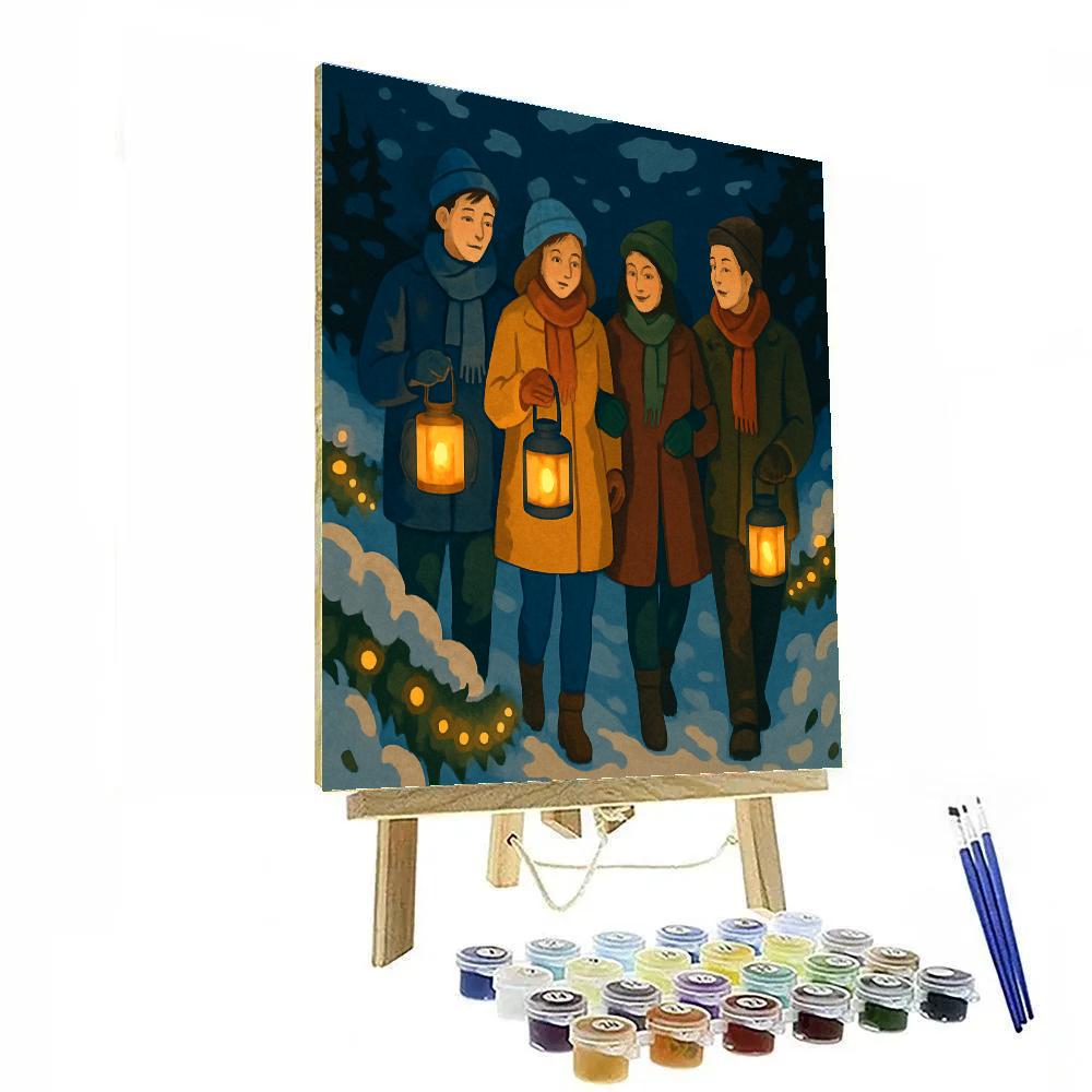 Snow Lantern Stroll DIY paint by numbers