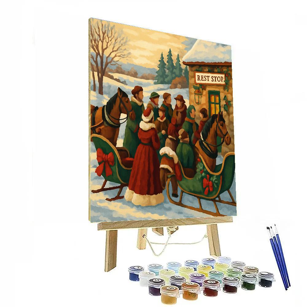 Ribboned Sleigh Stop DIY paint by numbers