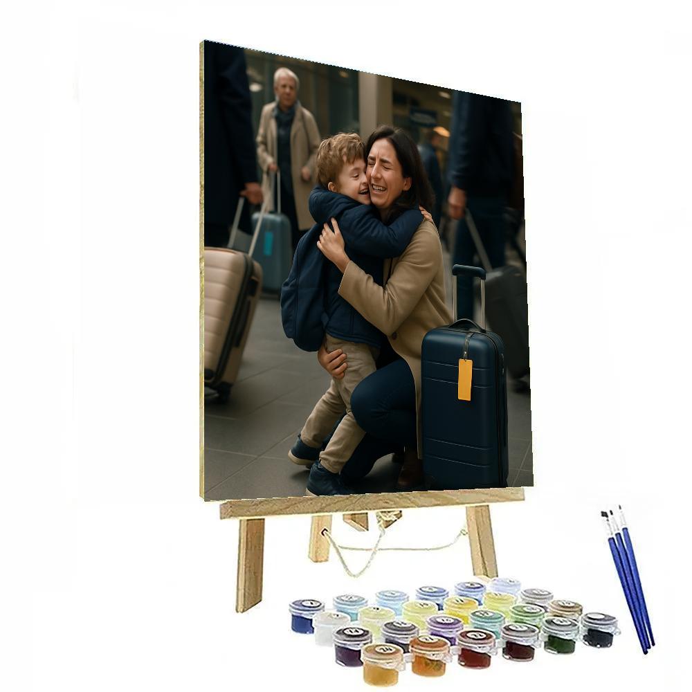 Airport Reunion Hug Paint by numbers art