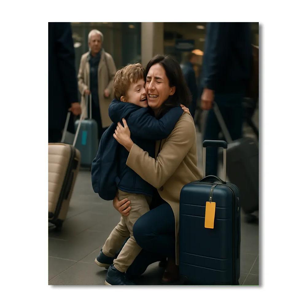 Airport Reunion Hug Paint by numbers art