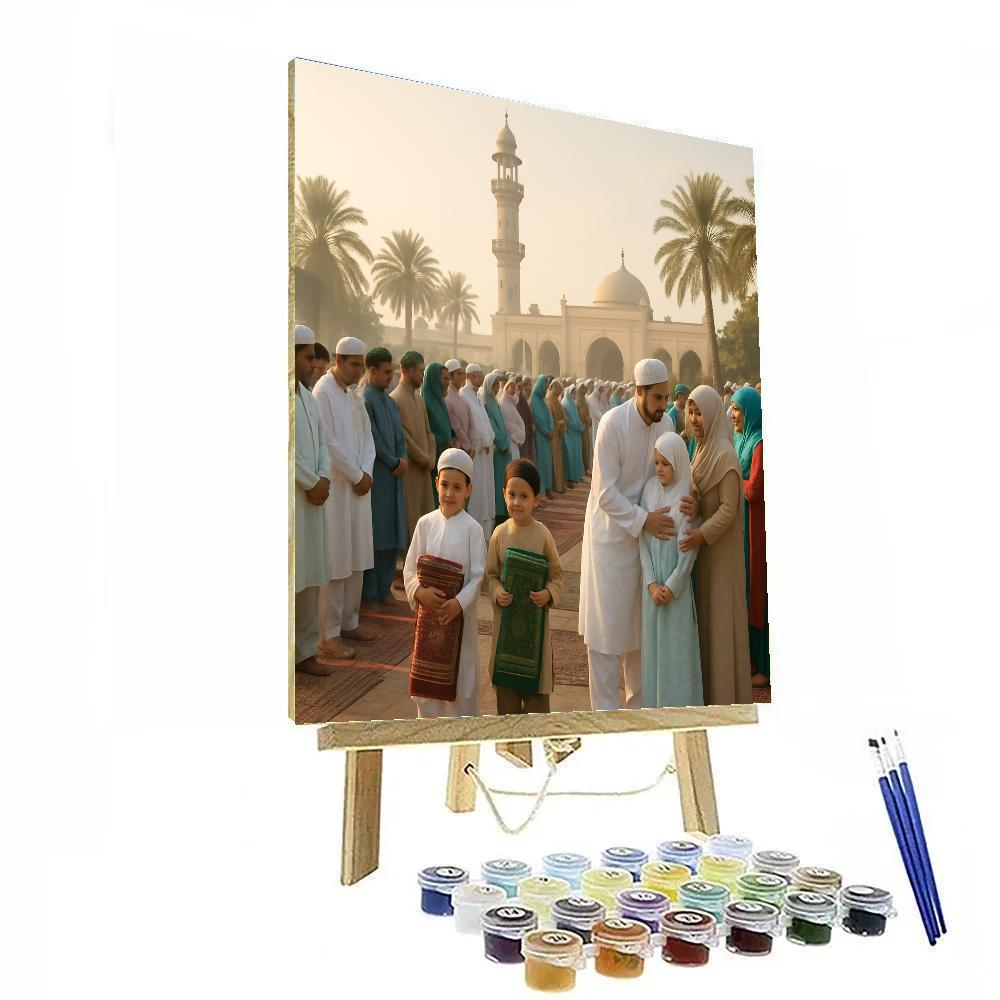 Eid Al Fitr Morning Prayers Courtyard Painting by numbers kit