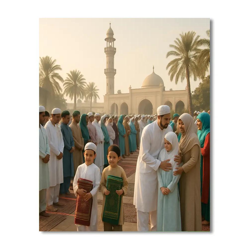 Eid Al Fitr Morning Prayers Courtyard Painting by numbers kit