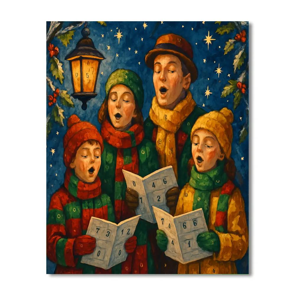 Starlit Carolers’ Chorus Number painting