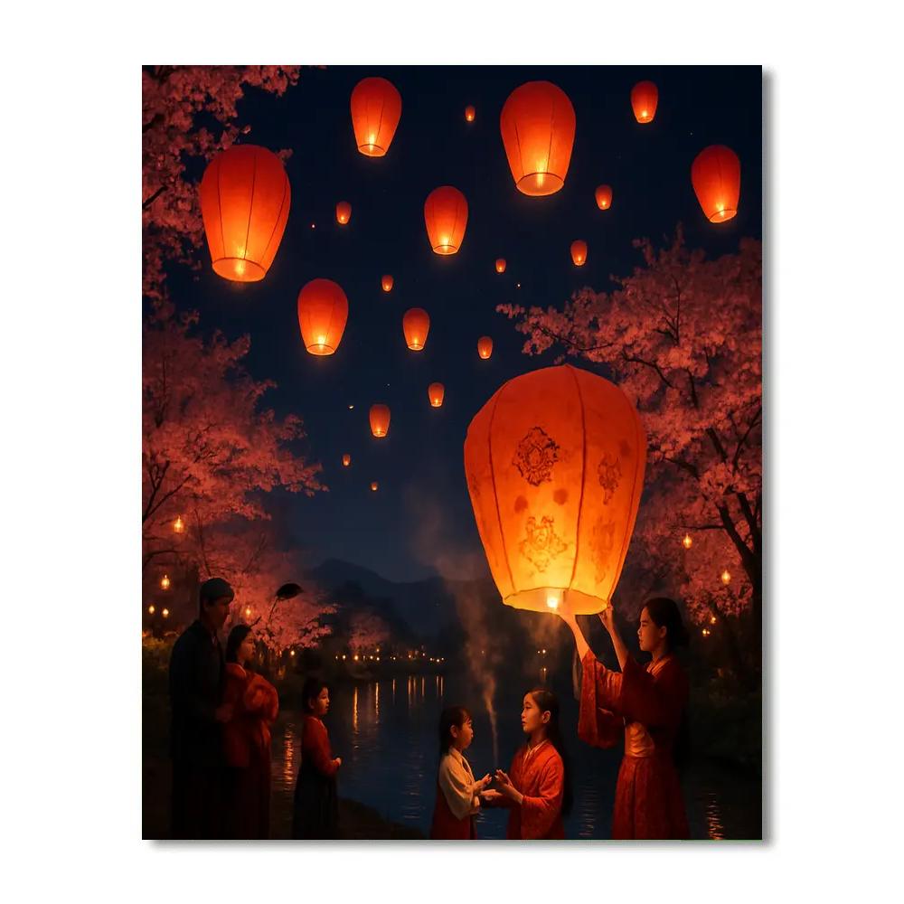 Lunar New Year Lantern Festival In Taiwan Painting by numbers kit