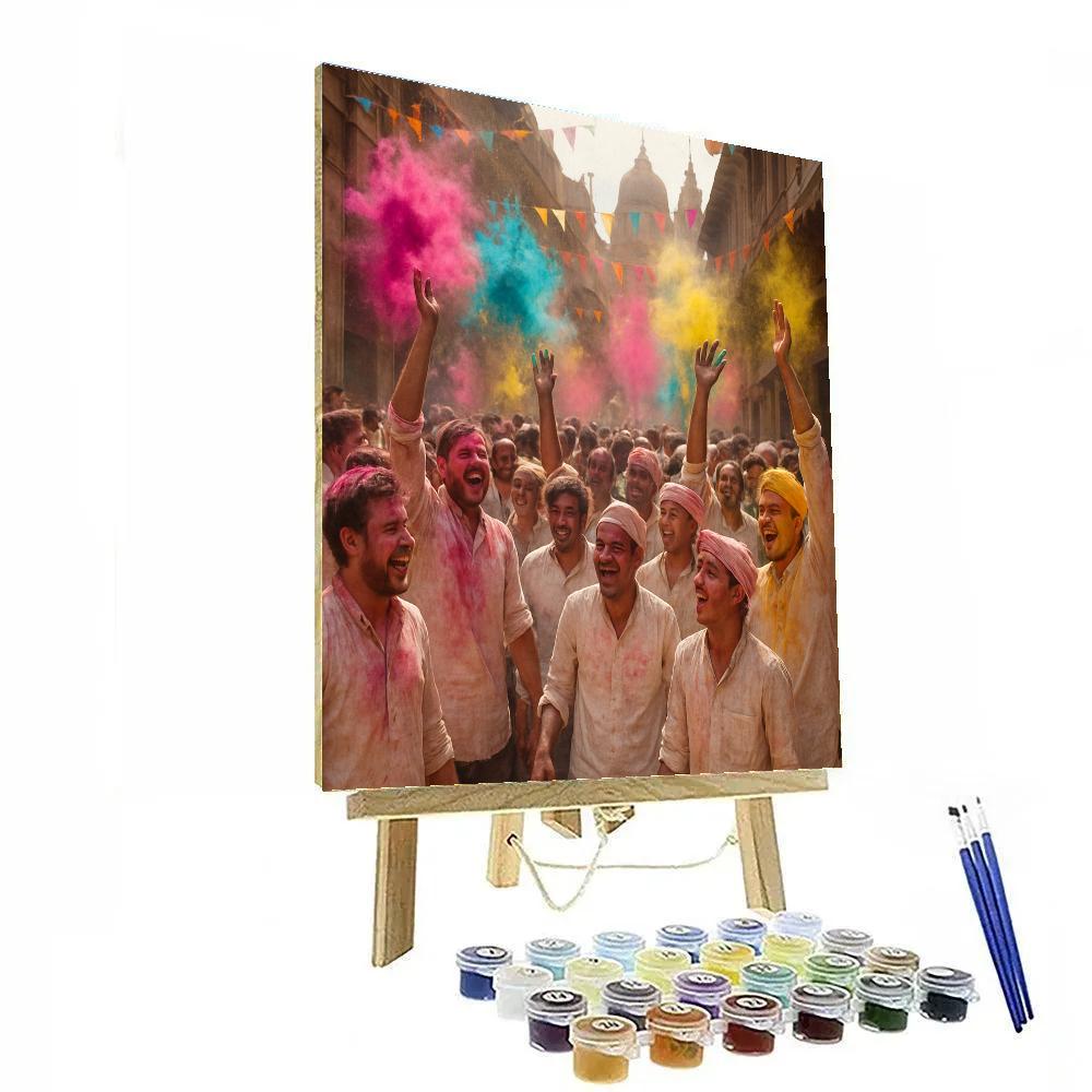 Holi Festival Celebration In Mathura Streets Painting by numbers kit