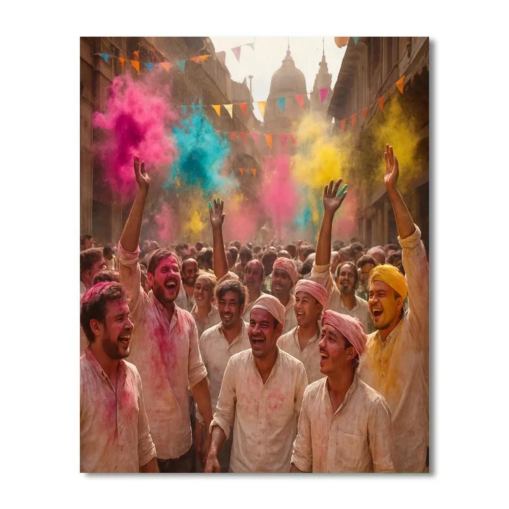 Holi Festival Celebration In Mathura Streets Painting by numbers kit