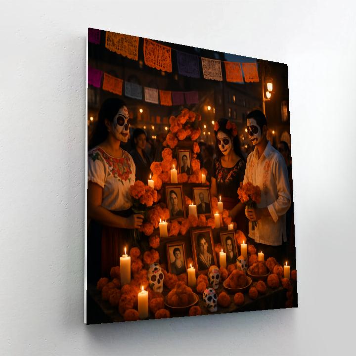 Día De Muertos Celebration In Mexico City Plaza paint by numbers