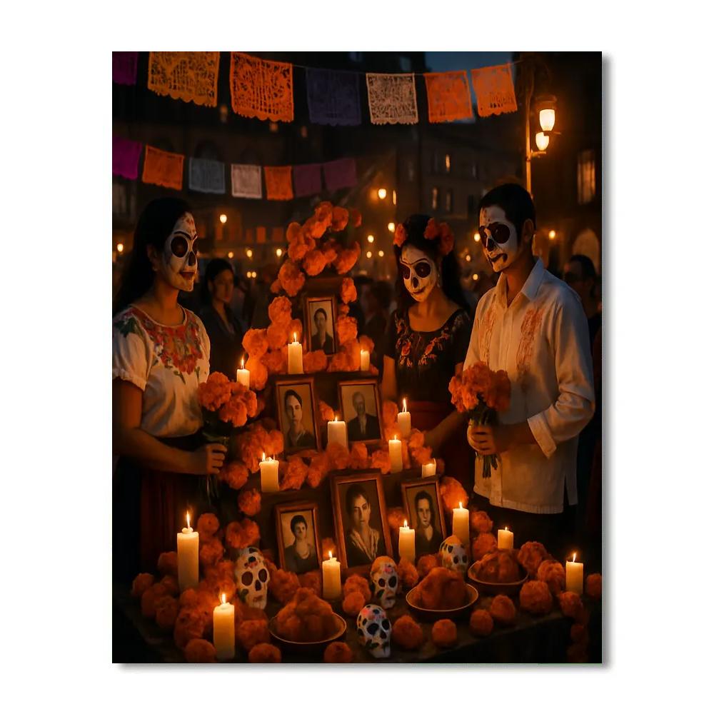 Día De Muertos Celebration In Mexico City Plaza paint by numbers