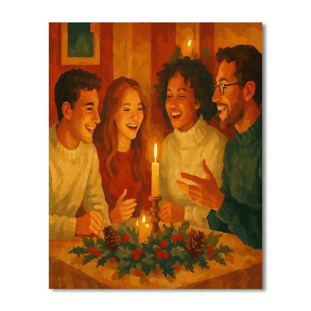 Cozy Candlelight Gathering painting number kit