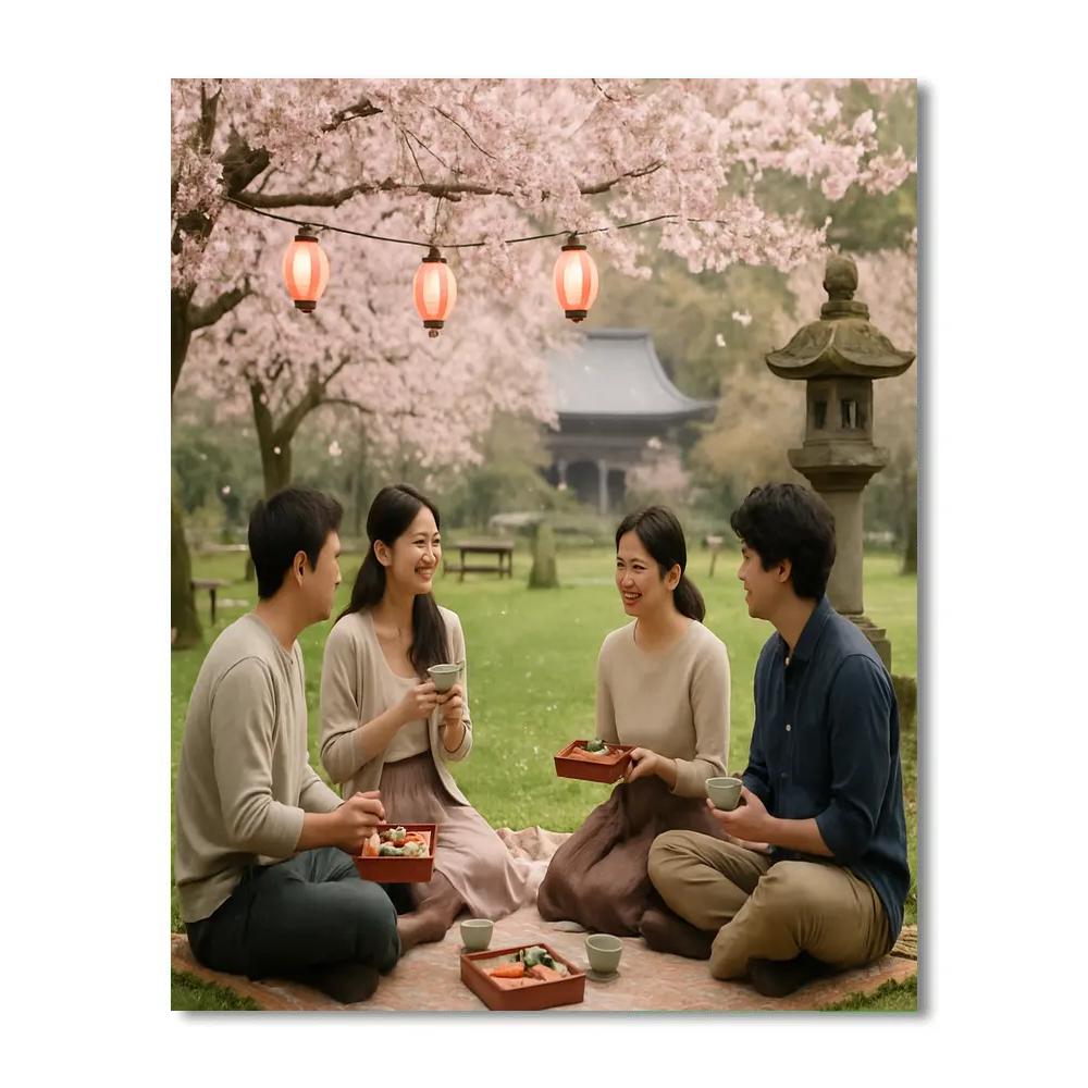 Cherry Blossom Festival Hanami Picnic In Kyoto paint by numbers