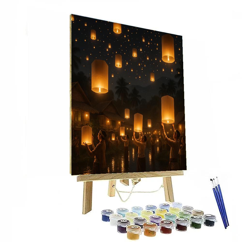 Lantern Release Ceremony At Yi Peng Festival Thailand paint by numbers