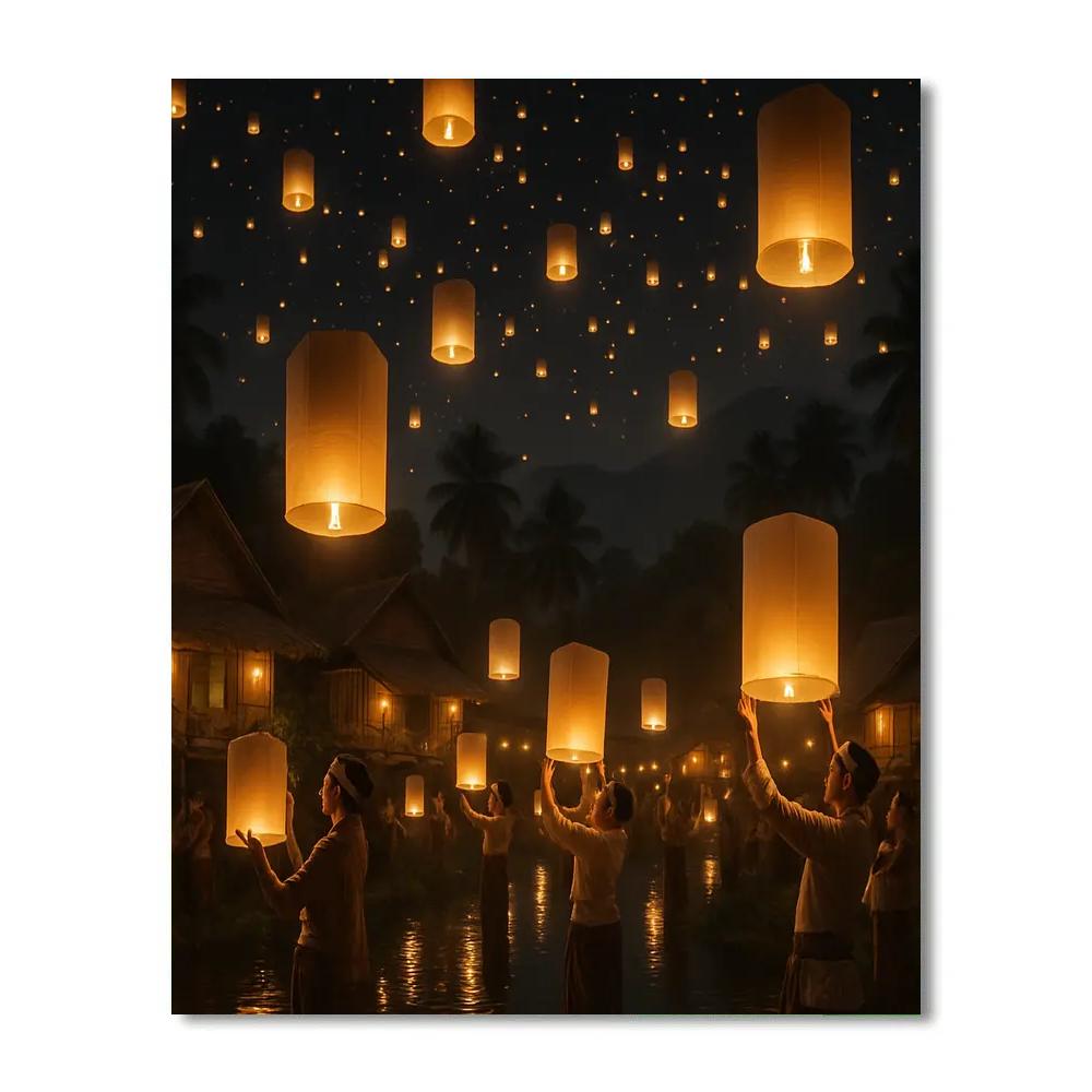 Lantern Release Ceremony At Yi Peng Festival Thailand paint by numbers
