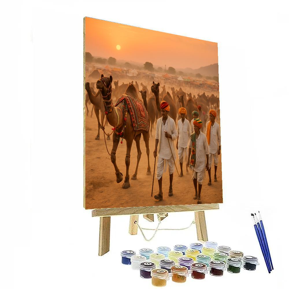 The Pushkar Camel Fair At Sunset In Rajasthan Paint by numbers kits