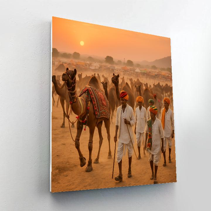 The Pushkar Camel Fair At Sunset In Rajasthan Paint by numbers kits