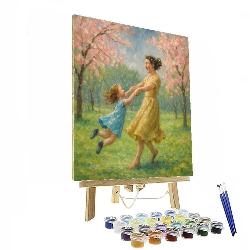 Dancing Together In Spring Rain Painting by numbers kit