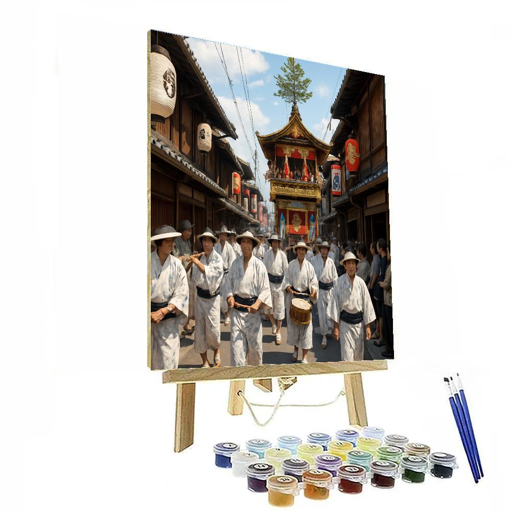 Gion Matsuri Procession In Kyoto Streets Painting by numbers kit